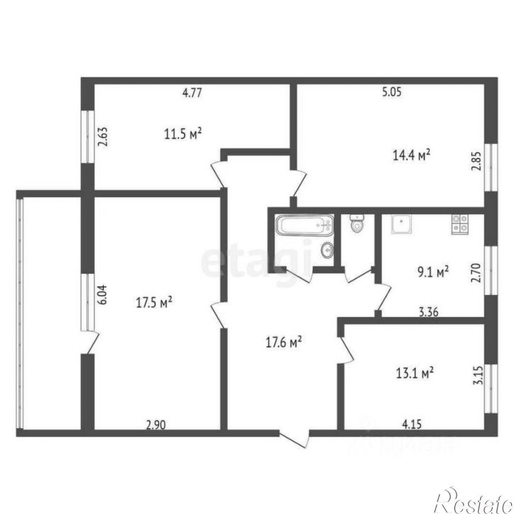 3-комн квартира ул Пионерская, 13,  д. 13