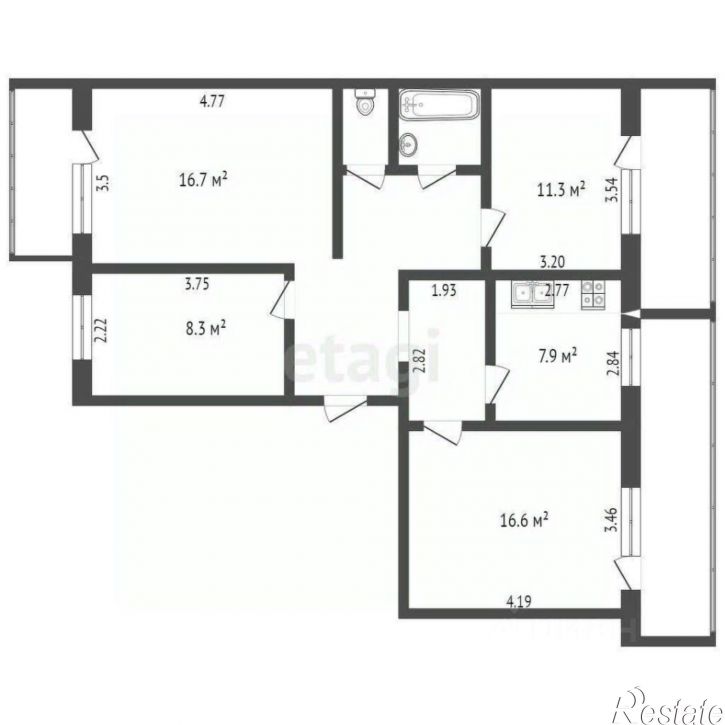 4-комн квартира Литейный пер, 3,  д. 3