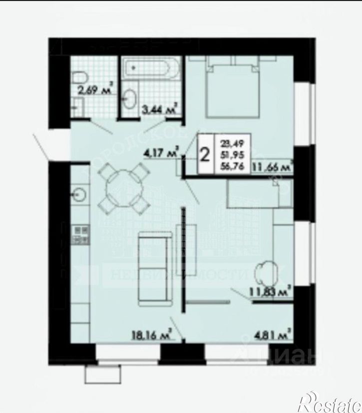 2-комн квартира улица Белые росы, 3,  д. 3
