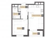 1-комн, 44 кв м, этаж 13/17 улица Пухова, 7