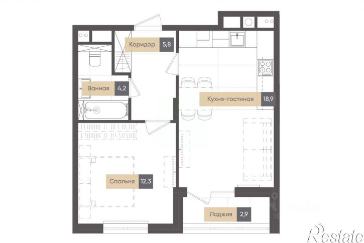 1-комн квартира в новом доме улица Пухова, 7,  д. 7