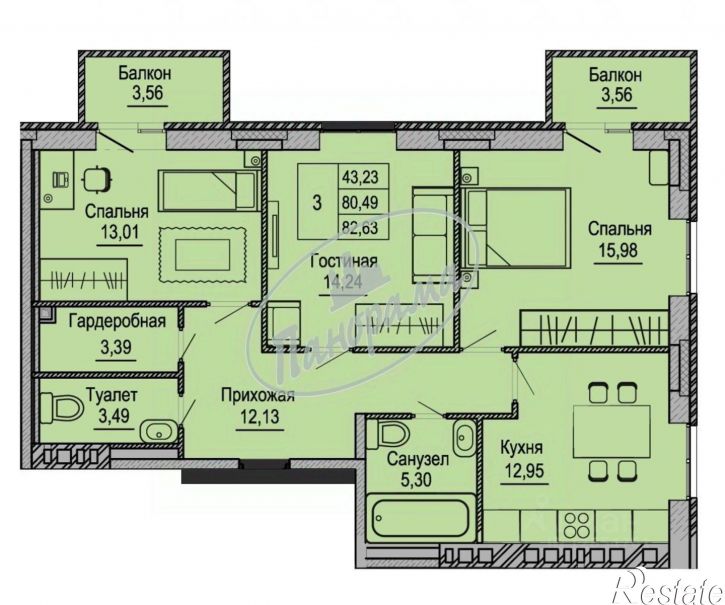 3-комн квартира пр-д Юрия Круглова, 8,  д. 8