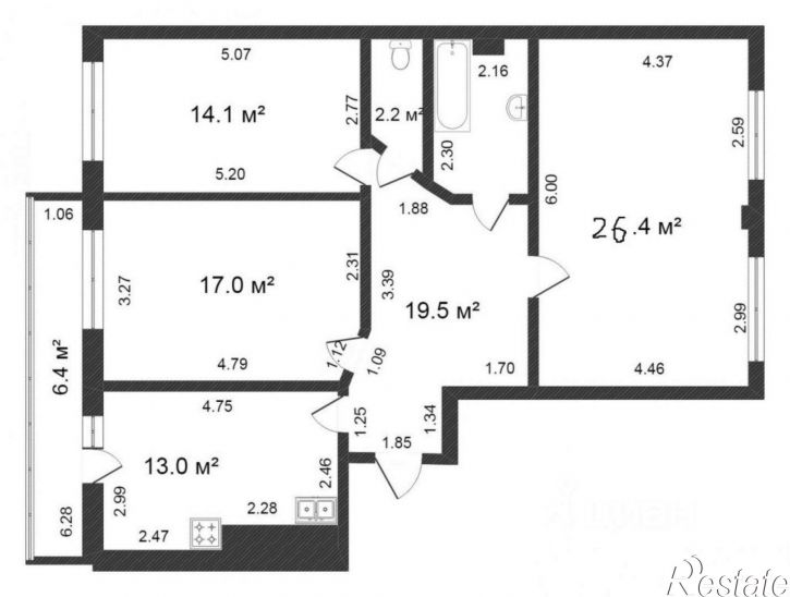 3-комн квартира ул Центральная, 5,  д. 5