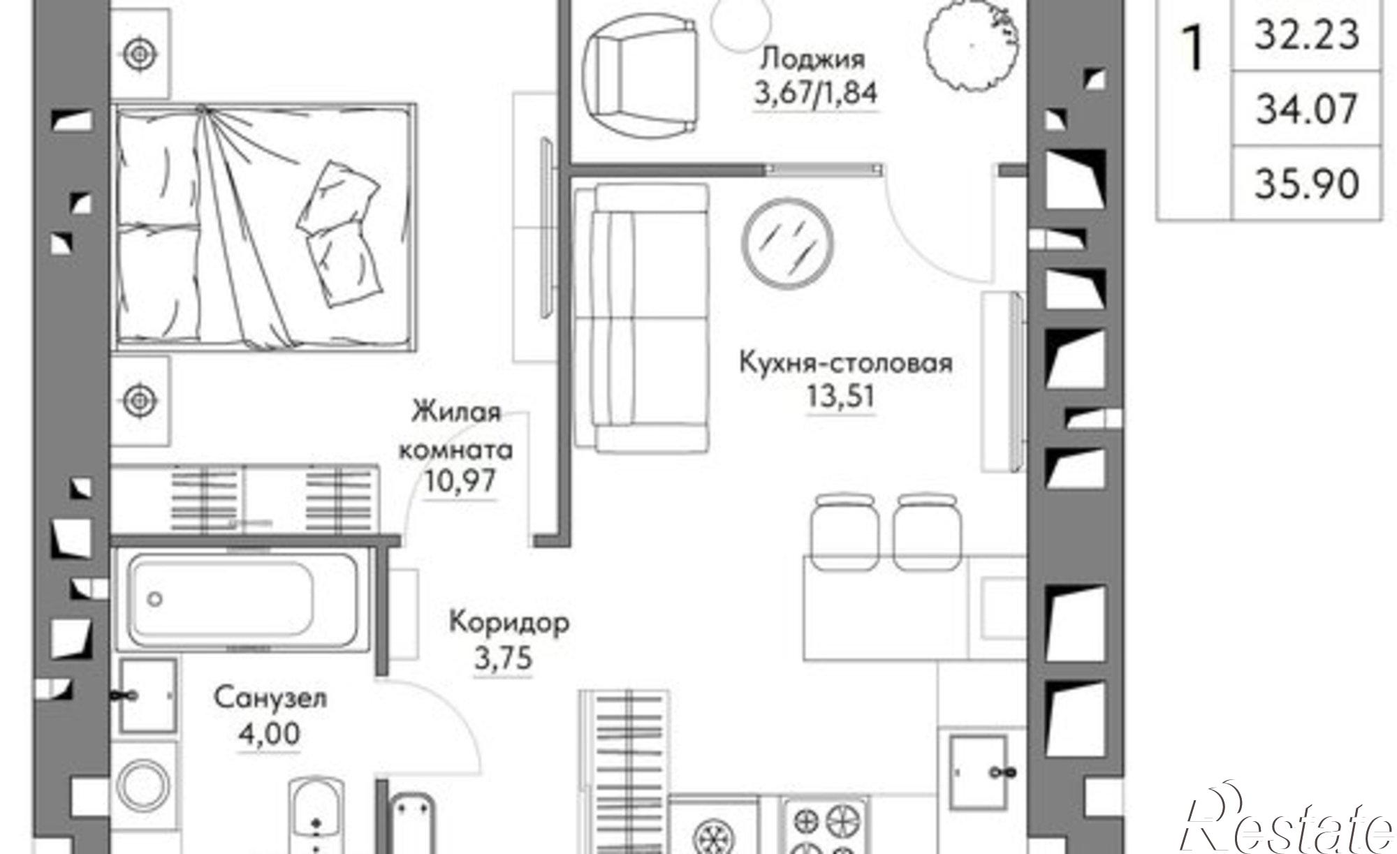 Купить квартиру за 4 939 520 рублей на Счастливая улица, 9А
