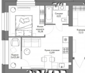 1-комн, 44 кв м, этаж 9/9 Счастливая улица, 9А