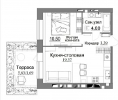 1-комн, 39 кв м, этаж 1/9 Счастливая улица, 9А