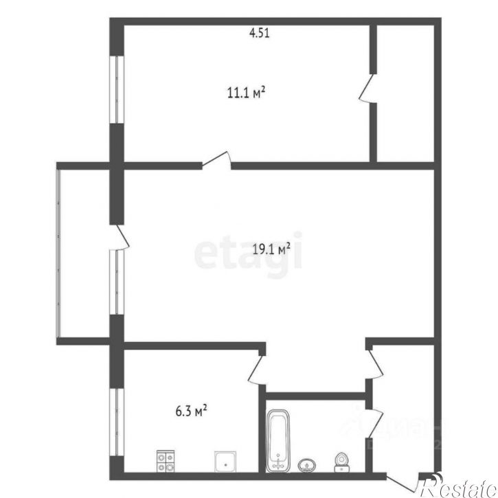 2-комн квартира улица Пухова, 43 к2,  д. 43 к2