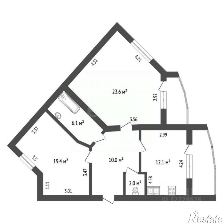 2-комн квартира Солнечный б-р, 2,  д. 2