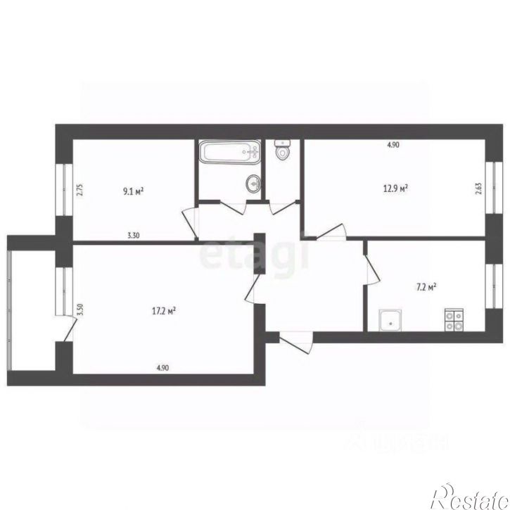 3-комн квартира ул Лесная, 26,  д. 26