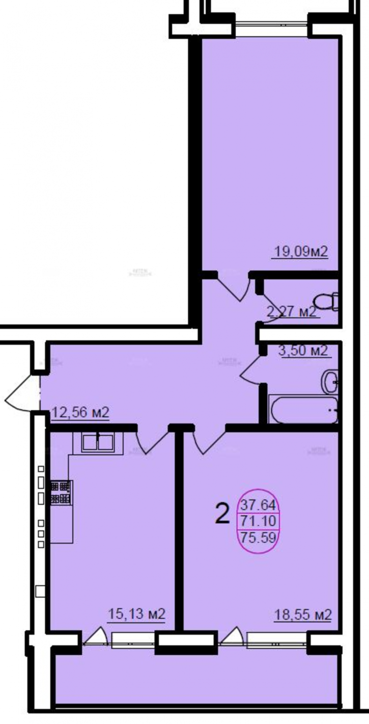 2-комн квартира Изумрудная ул, д.25