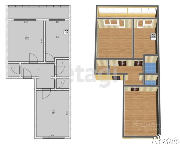 2-комн квартира улица Учхоз, 3,  д. 3