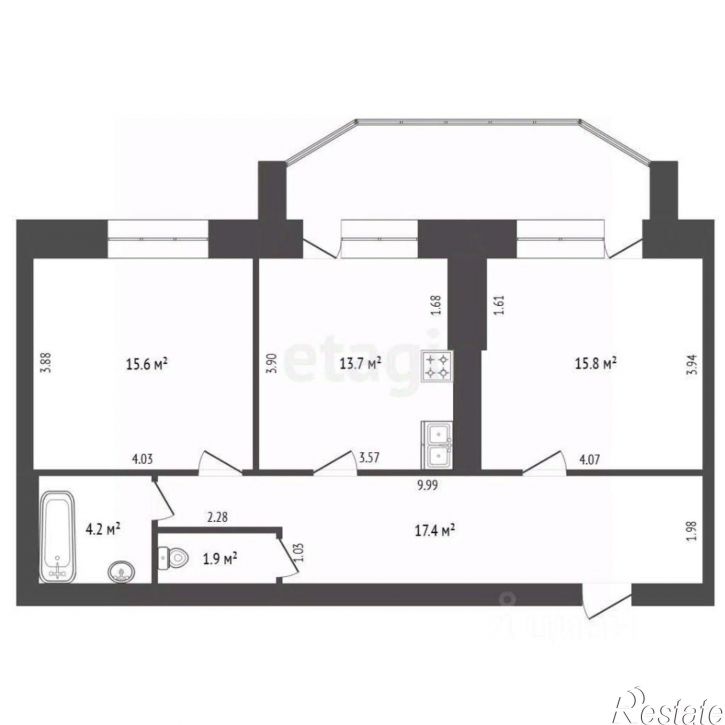2-комн квартира Теренинский переулок, 9,  д. 9