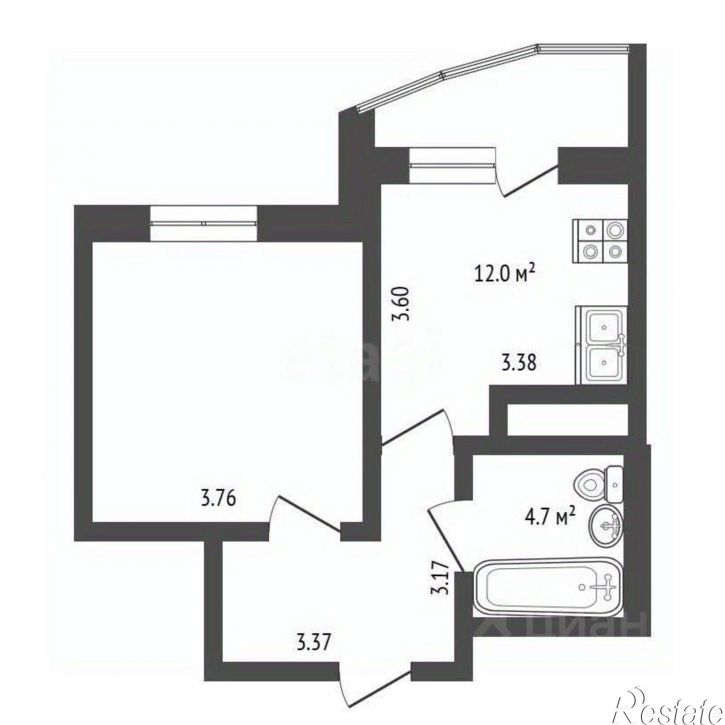 1-комн квартира ул Московская, 311 4,  д. 311 4,  к. 4