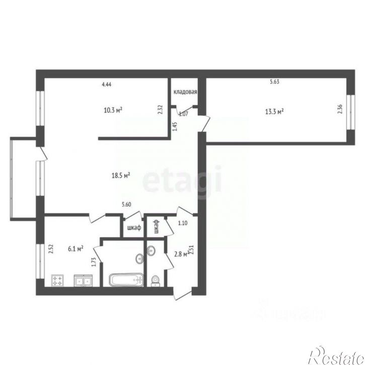 3-комн квартира ул Пушкина, 3,  д. 3