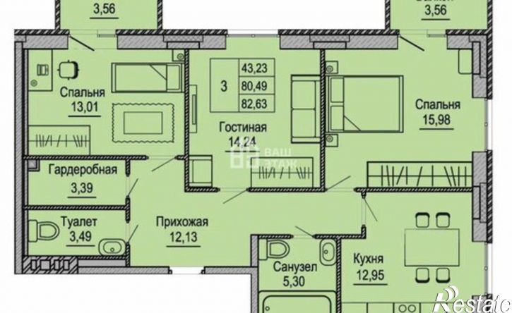 3-комн квартира проезд Юрия Круглова, 12,  д. 12