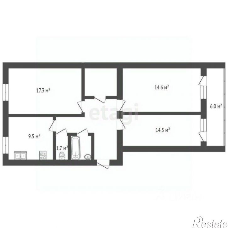 3-комн квартира улица Гурьянова, 69 к2,  д. 69 к2