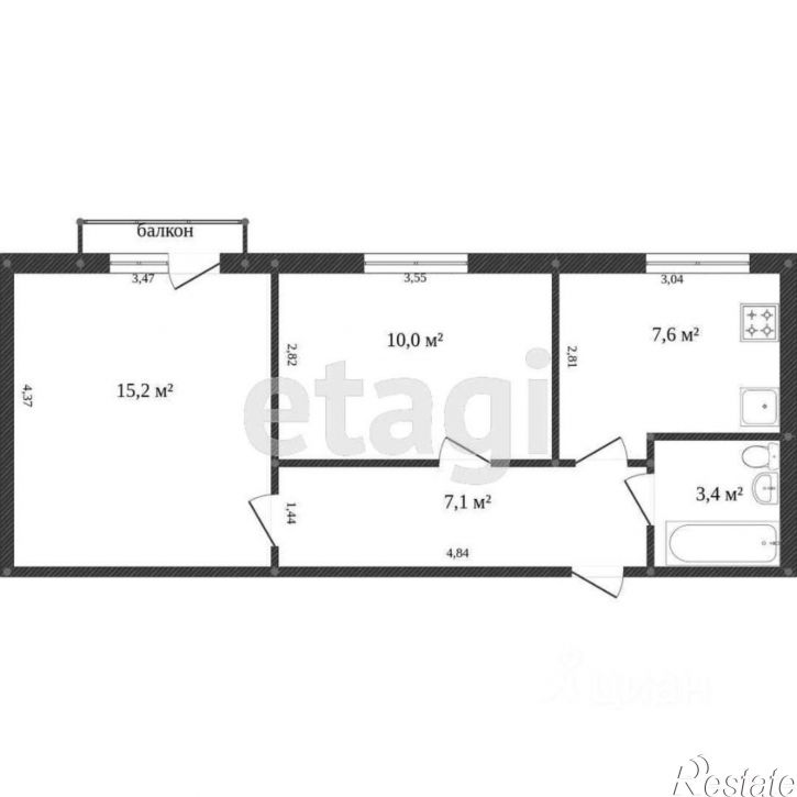 2-комн квартира улица Братьев Луканиных, 3,  д. 3