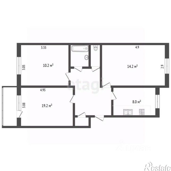 3-комн квартира улица Баумана, 30,  д. 30