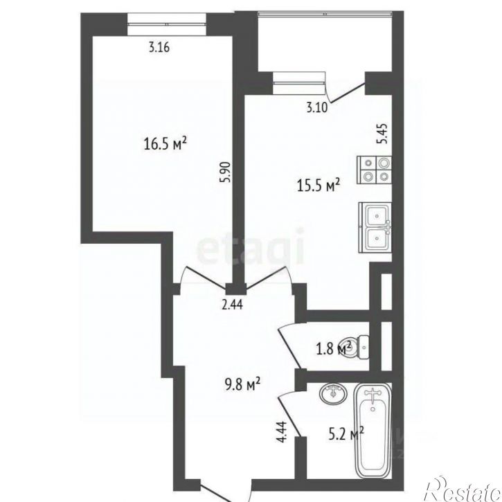 1-комн квартира улица Дружбы, 8 к1,  д. 8 к1