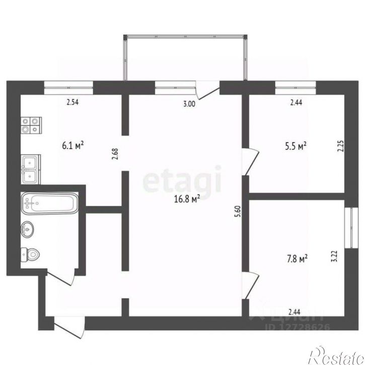3-комн квартира улица Глаголева, 4,  д. 4