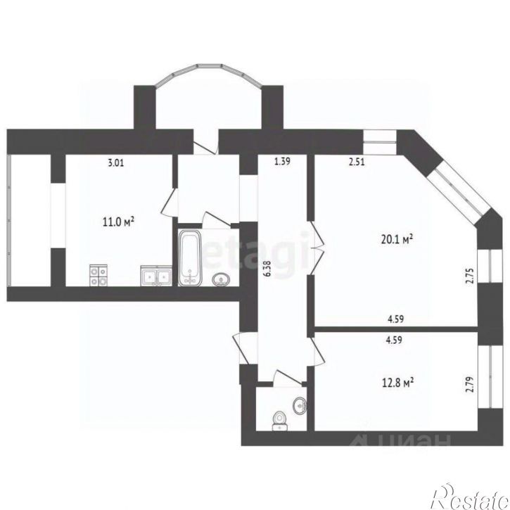 2-комн квартира ул Новаторская, 4/22,  д. 4/22