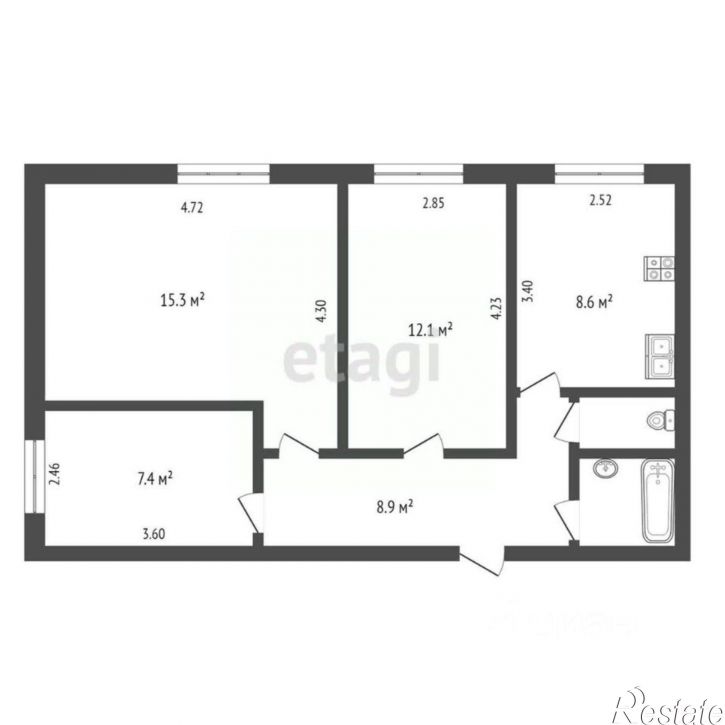 3-комн квартира Промышленная улица, 36,  д. 36