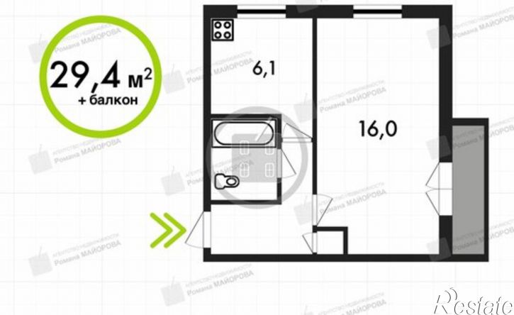 1-комн квартира ул Знаменская, 4 1,  д. 4 1,  к. 1