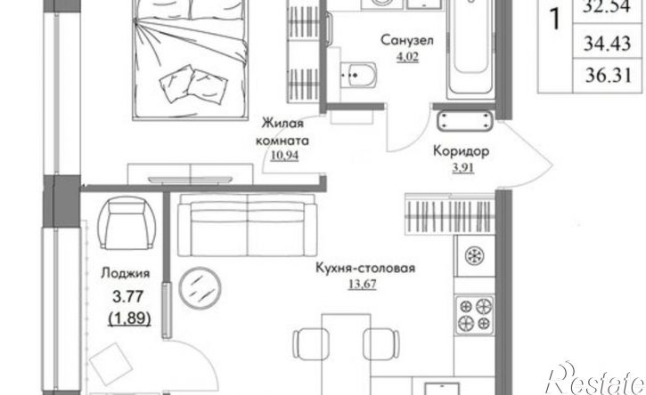 1-комн квартира Счастливая улица, 11Б,  д. 11Б