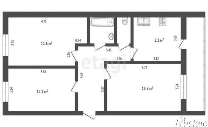 3-комн квартира Гвардейская улица, 5,  д. 5