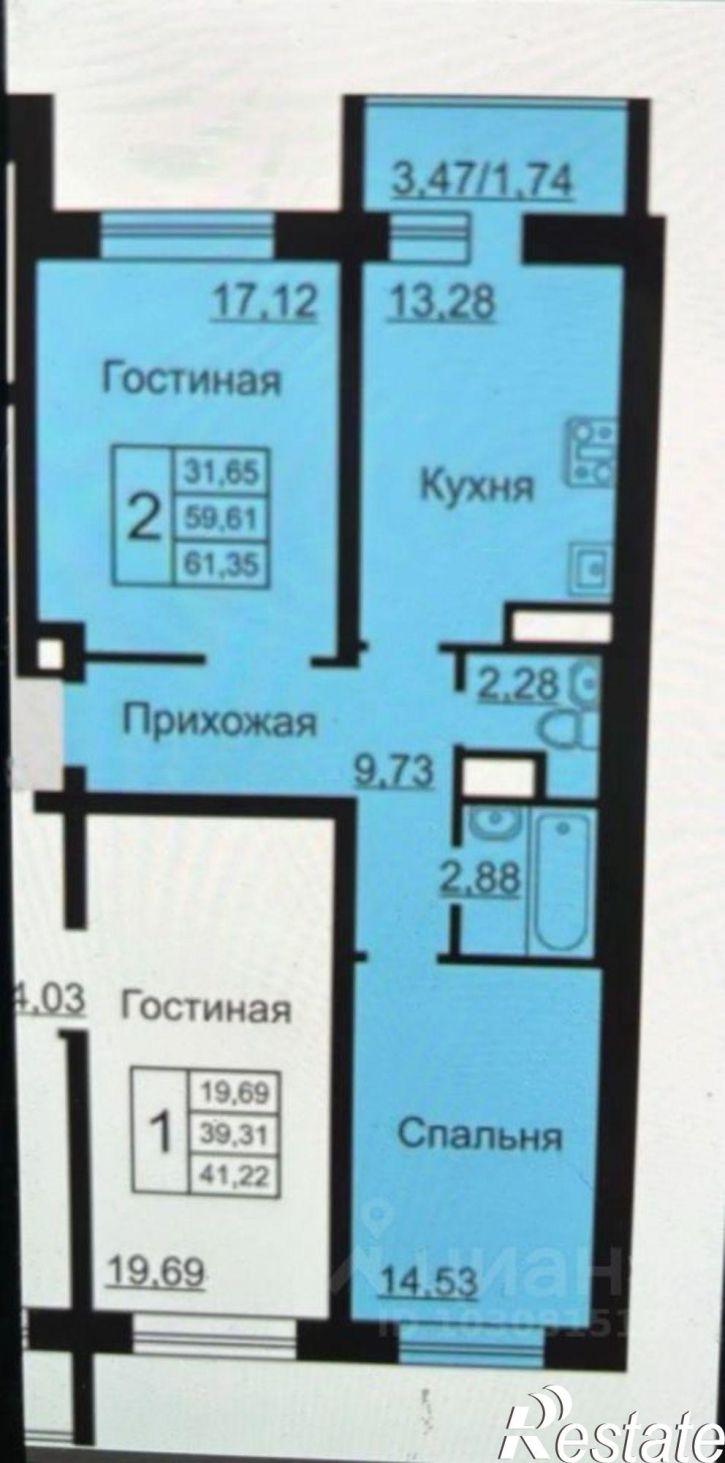 2-комн квартира ул Полесская, д 29