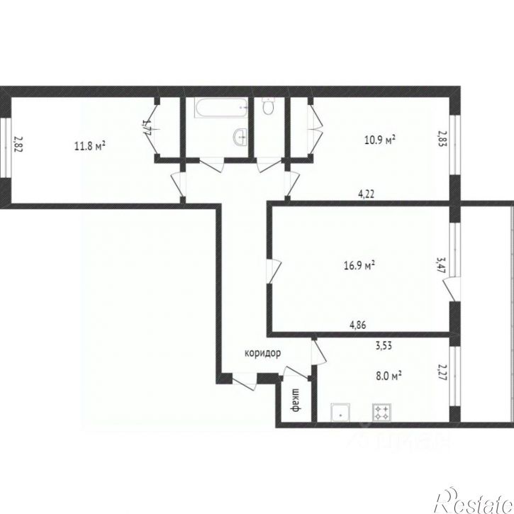 3-комн квартира улица Генерала Попова, 18 к2,  д. 18 к2
