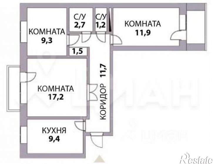 3-комн квартира ул Космонавта Комарова, 45,  д. 45