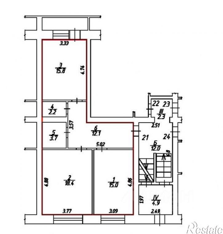3-комн квартира Терепецкая улица, 17 к1,  д. 17 к1