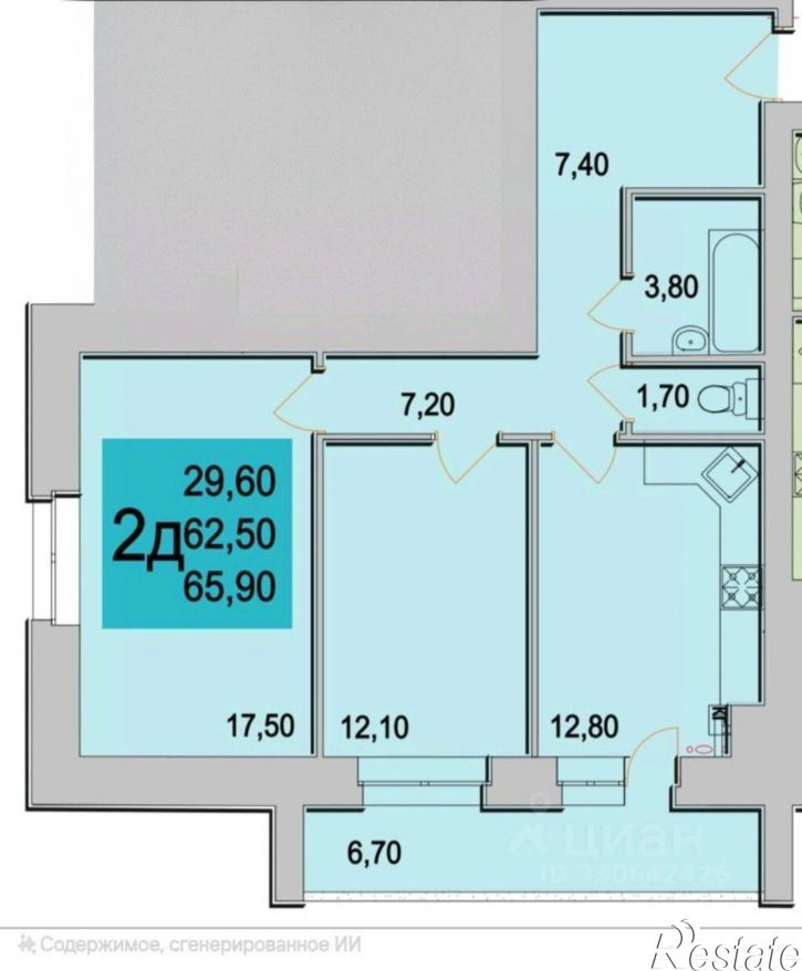 2-комн квартира ул Резванская, 3,  д. 3