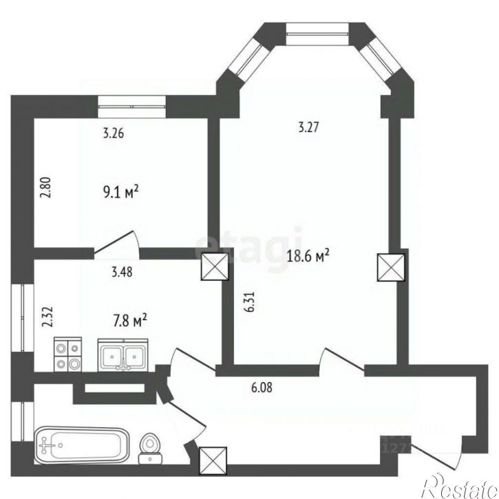 2-комн квартира ул Гурьянова, 25,  д. 25