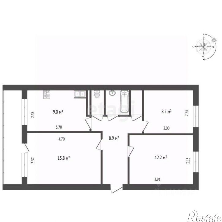 3-комн квартира ул Платова, 22,  д. 22