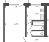 2-комн, 44кв м, этаж 4/5 Турынинская улица, 8