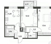 2-комн, 56 кв м, этаж 5/25 улица Болдина, 26А