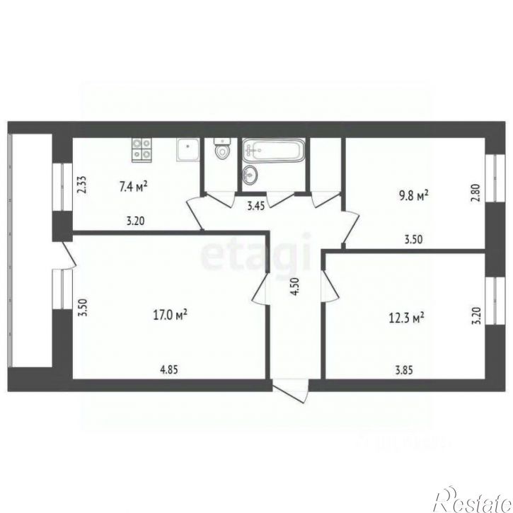 3-комн квартира ул Гурьянова, 8 1,  д. 8 1,  к. 1