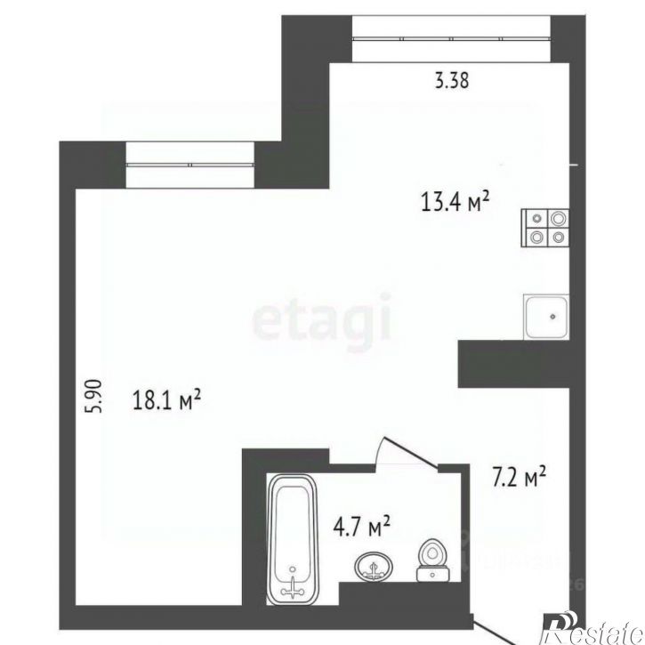 1-комн квартира ул Суворова, 5,  д. 5