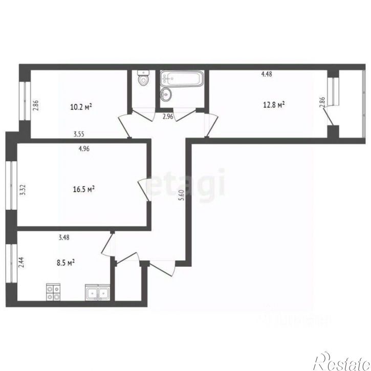 3-комн квартира ул Степана Разина, 7 2,  д. 7 2,  к. 2