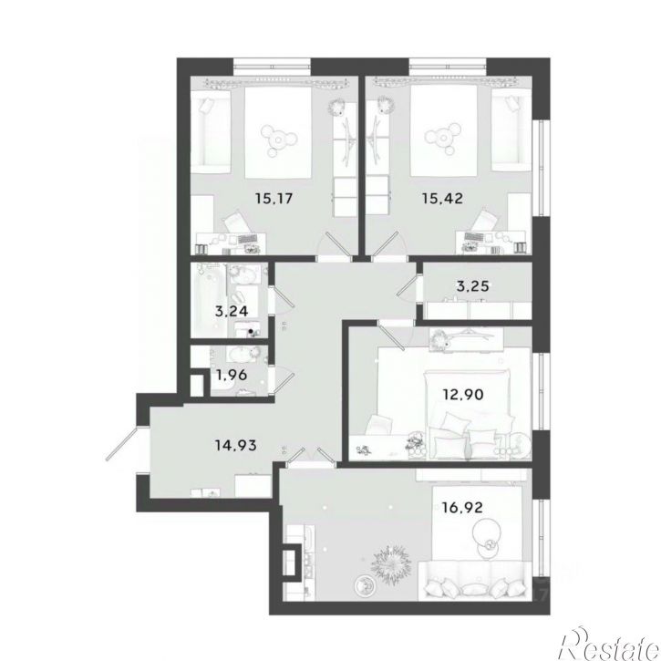 3-комн квартира в новом доме 3-й Академический пр-д, 1,  д. 1