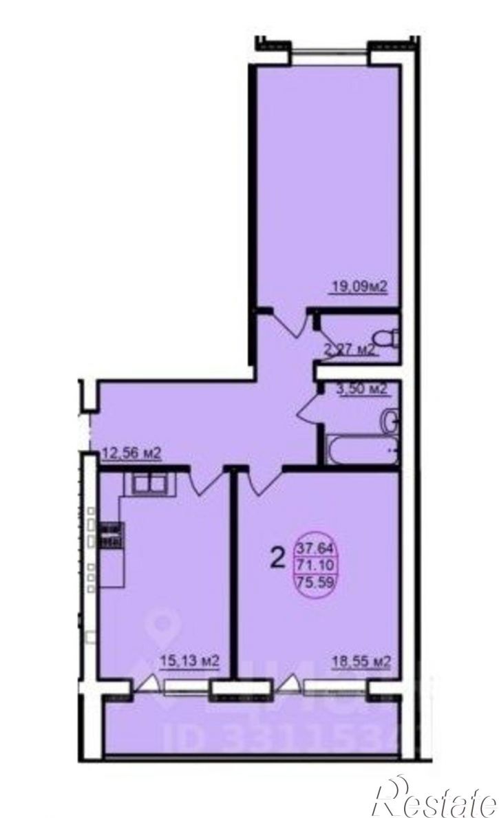 2-комн квартира Изумрудная улица, 25