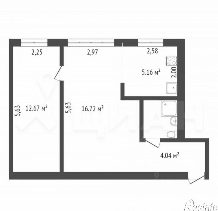 2-комн квартира ул Гвардейская, 2,  д. 2