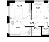 2-комн, 54 кв м, этаж 8/25 ул Болдина, 22а