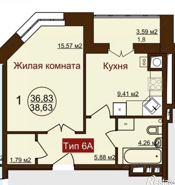 1-комн квартира ул Тепличная, 9,  д. 9