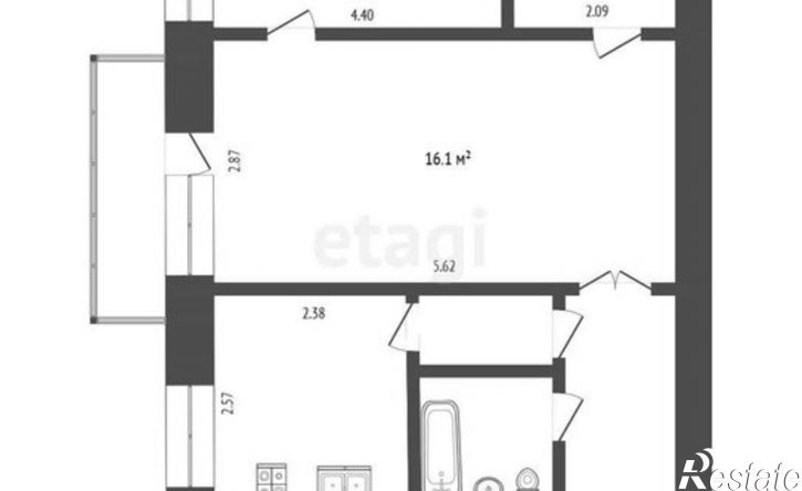 2-комн квартира пер 1-й Пестеля, 37,  д. 37