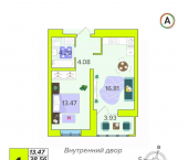 1-комн, 40 кв м, этаж 1/16 ул Новая, 61