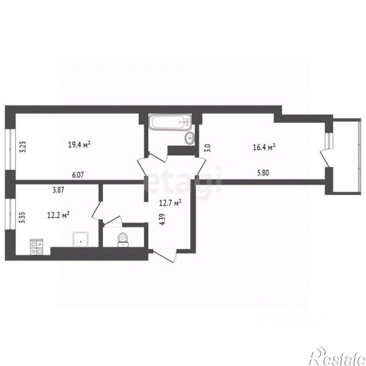 2-комн квартира ул Аллейная, 12,  д. 12