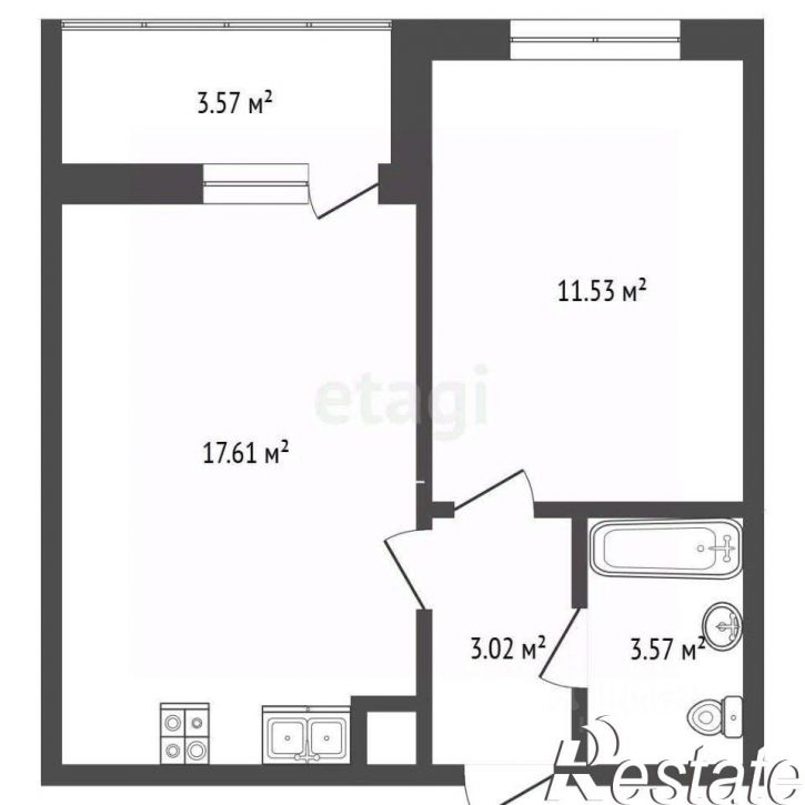 1-комн квартира улица Академика Потехина, 11,  д. 11